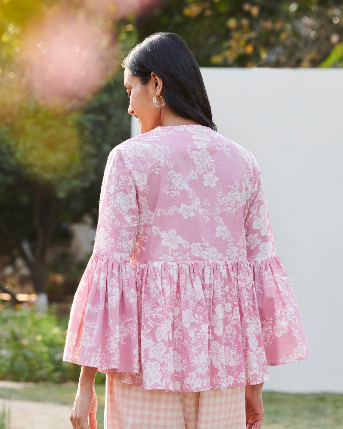 Ruffled Sleeves Top-Pink
