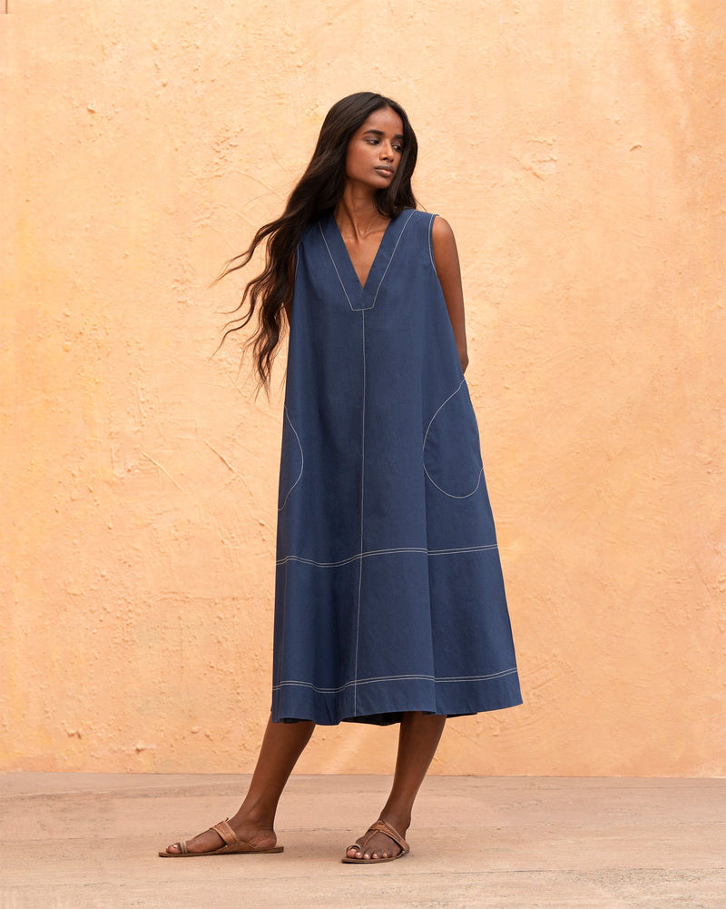 Strappy A-Line Dress - Navy