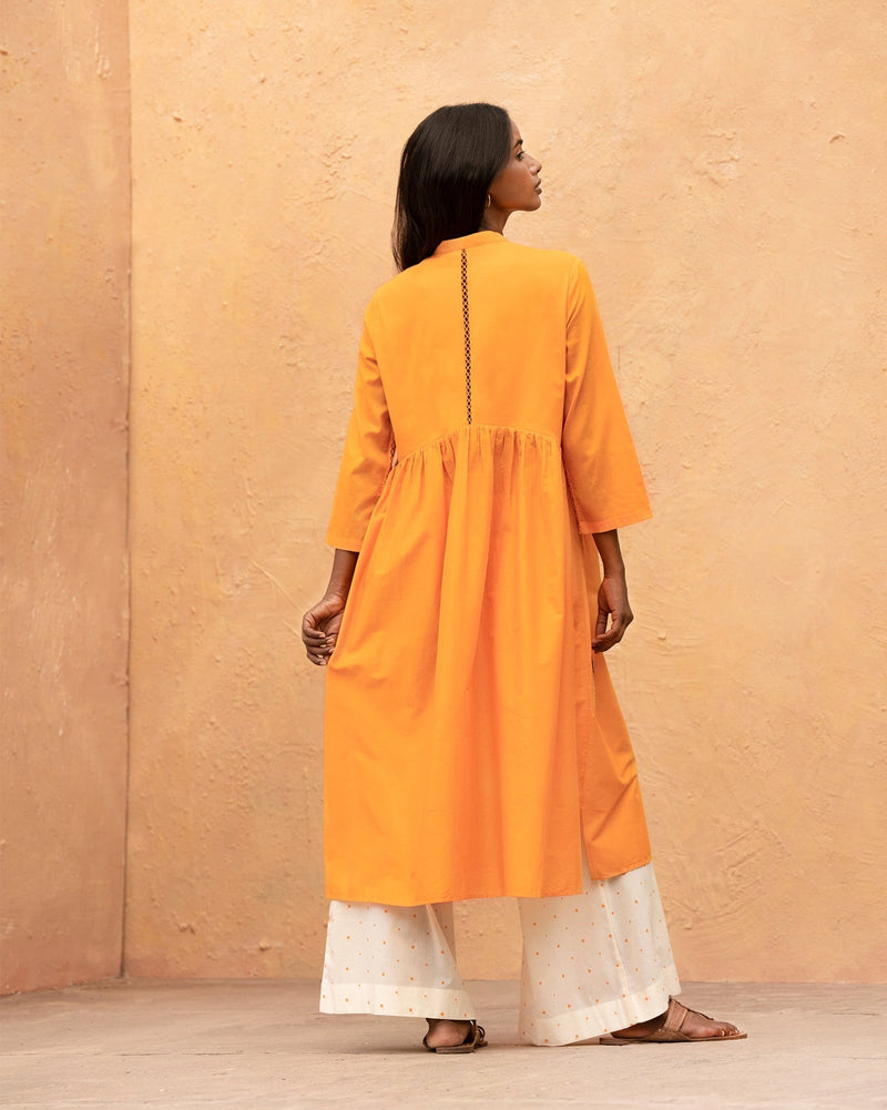 Waist Gathered Kurta - Orange
