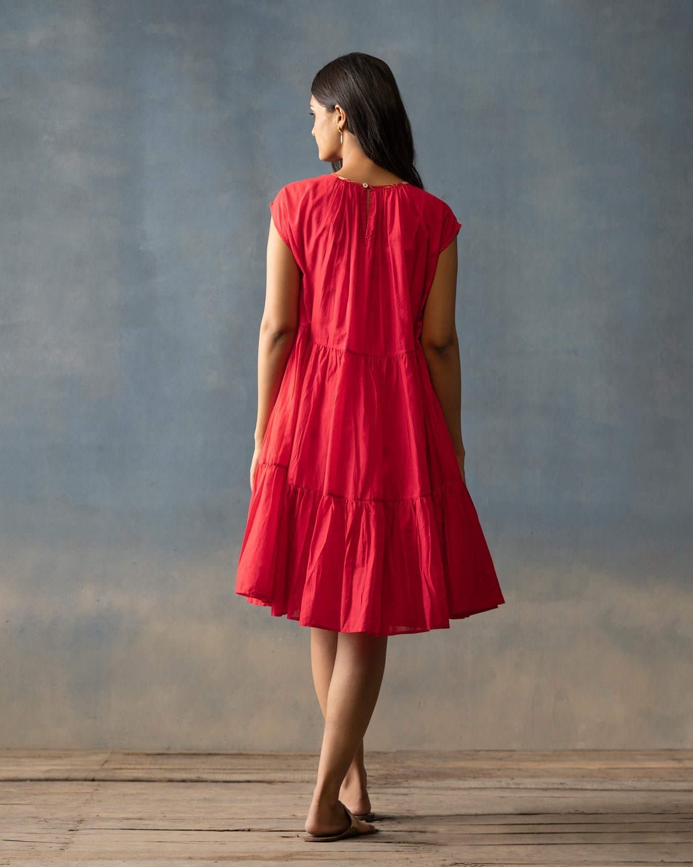 Tiered Dress with Slip - Fuchsia