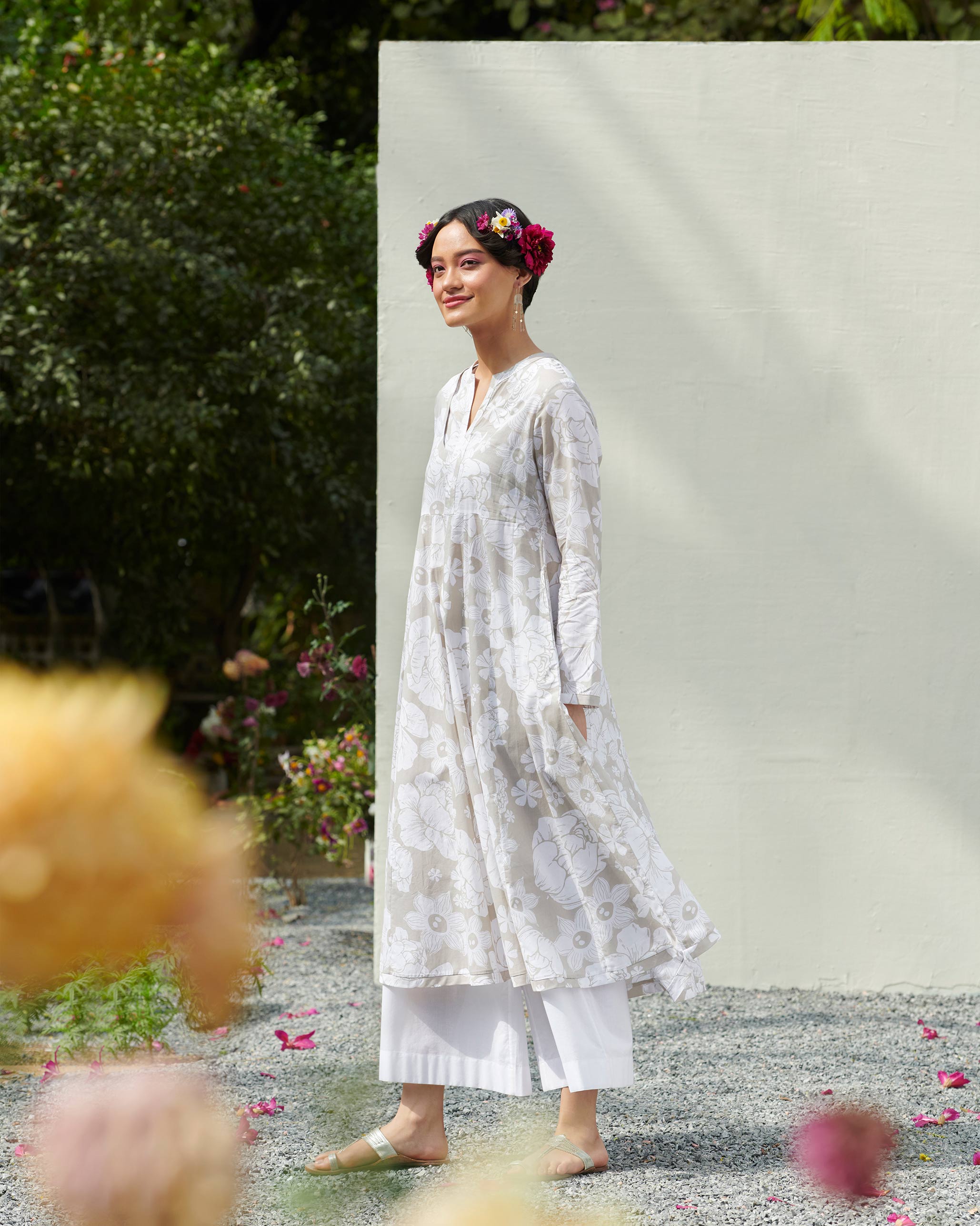 Tisya Kurta - Grey & White
