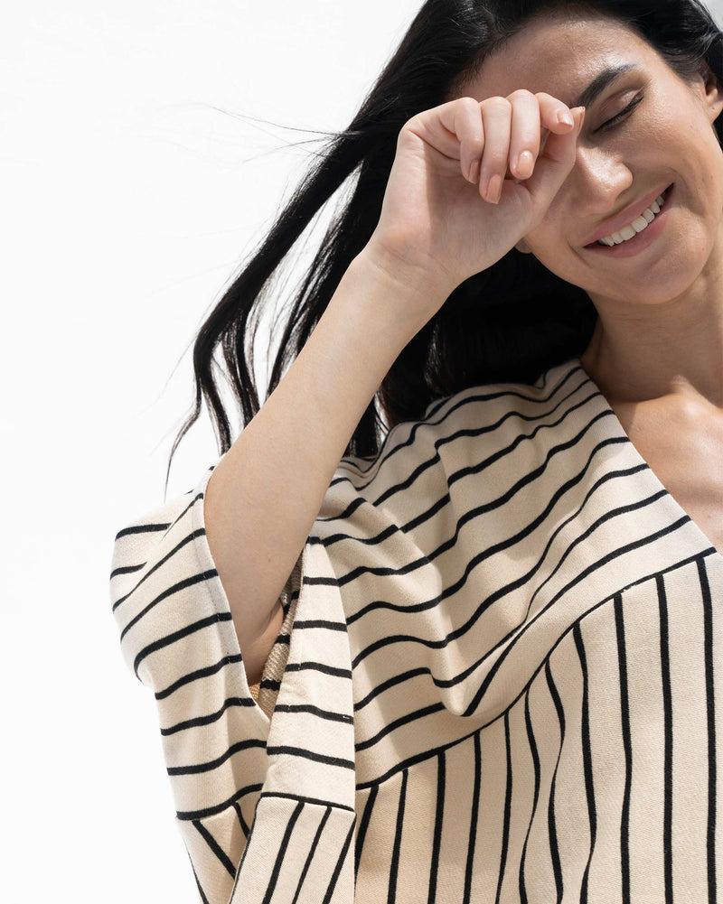 Serena Top - Beige & Black