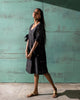 V Neck Shift Dress - Black & Gold