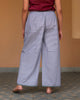 Wide Paper Bag Trousers - Navy & Ivory