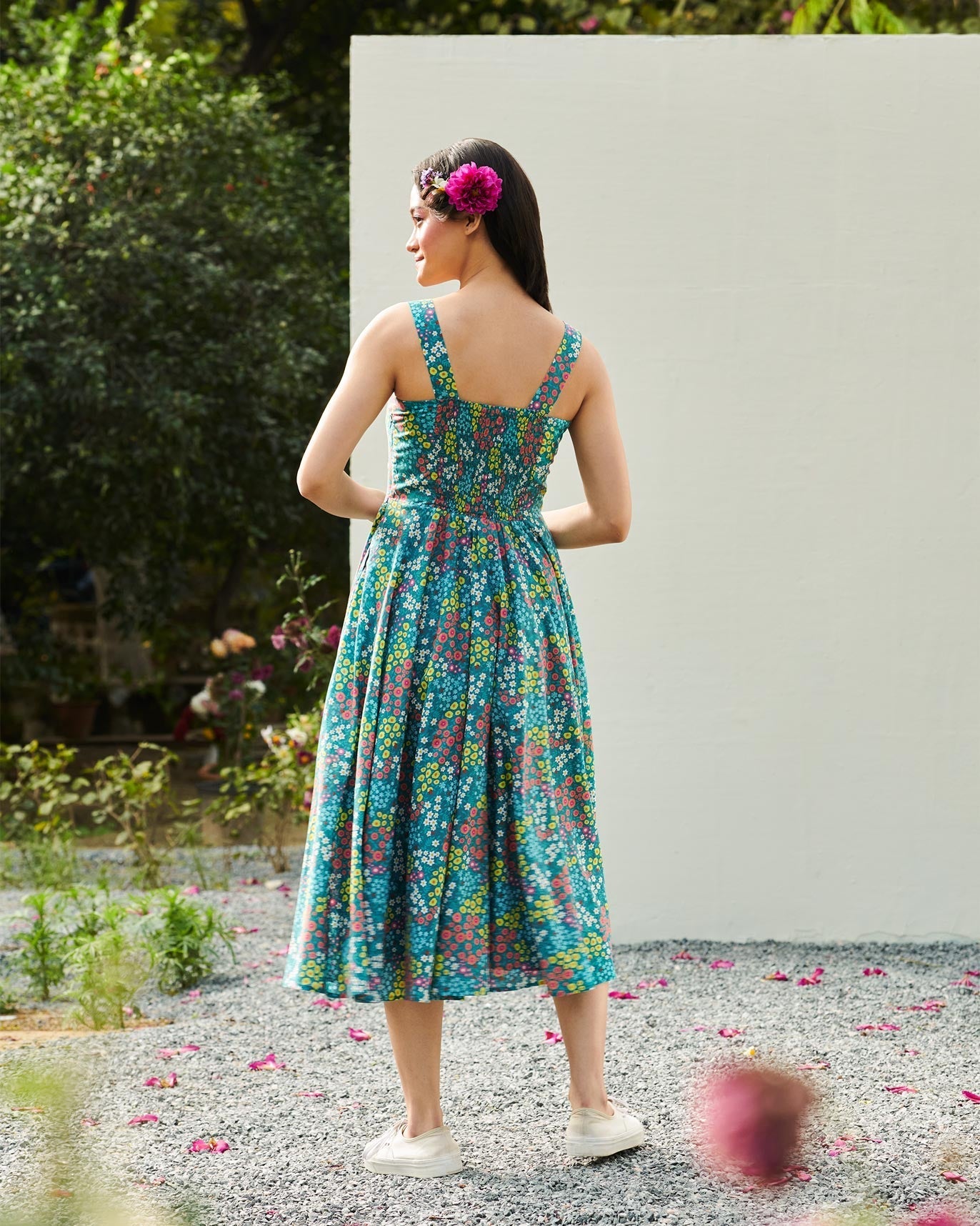 Strappy Smocked Dress - Multi Color