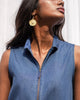 Sleeveless Zipper Top - Blue