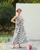 V Neck Strappy Dress - White & Black