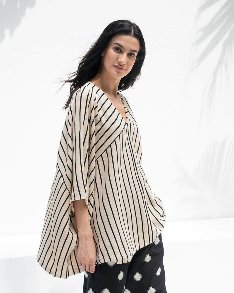 Serena Top - Beige & Black