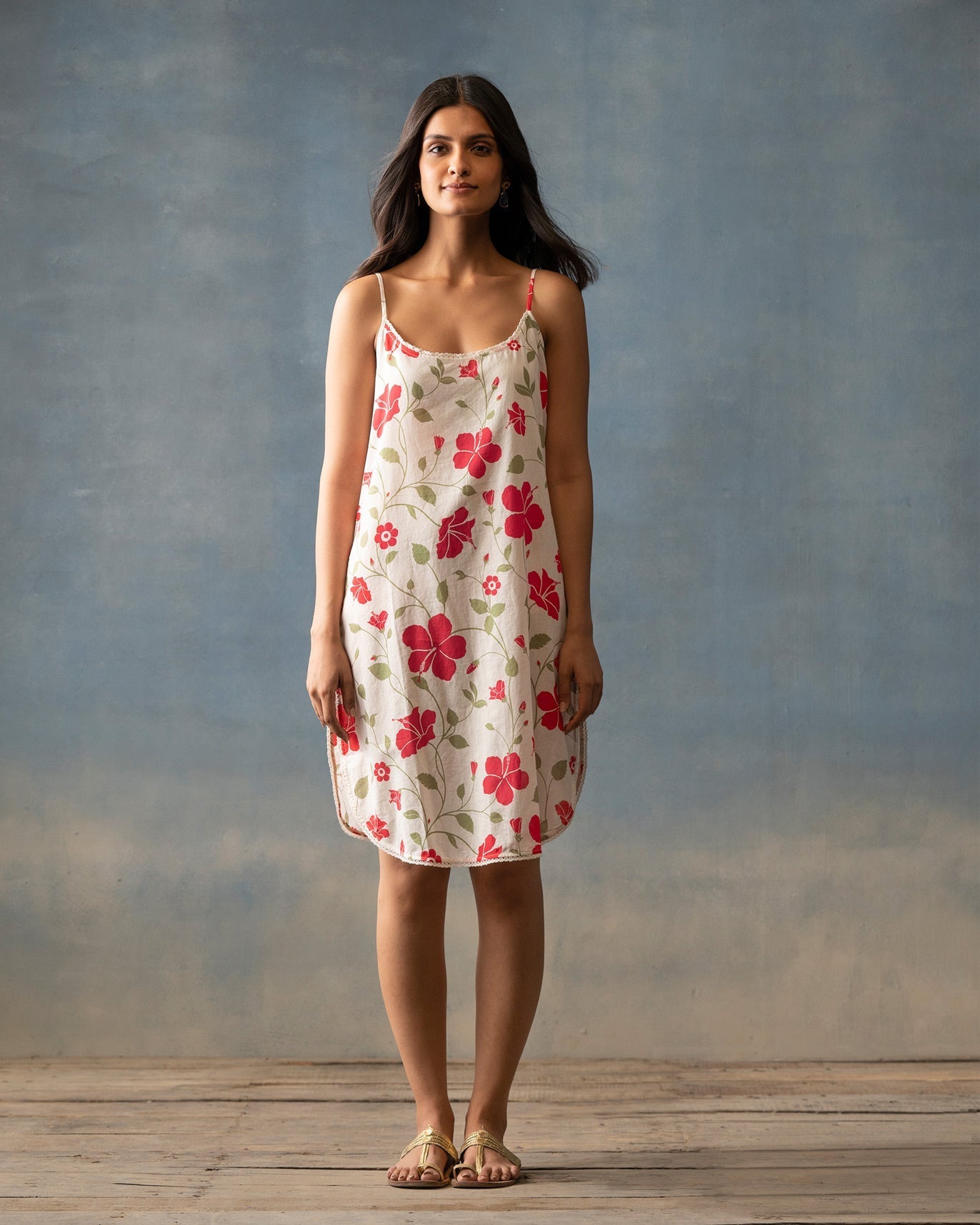 Tiered Dress with Slip - Fuchsia
