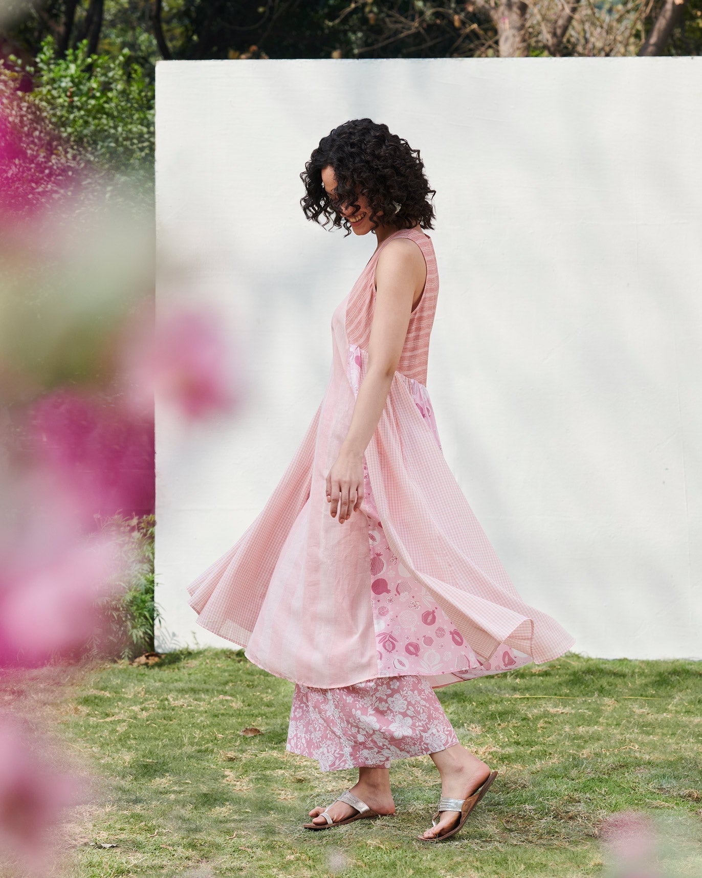 Sleeveless A-line Kurta - Pink