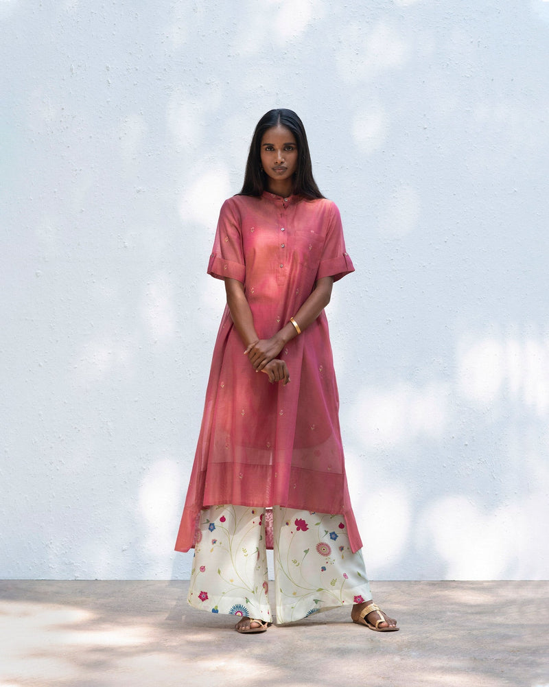 Round Hem Kurta with Slip - Red
