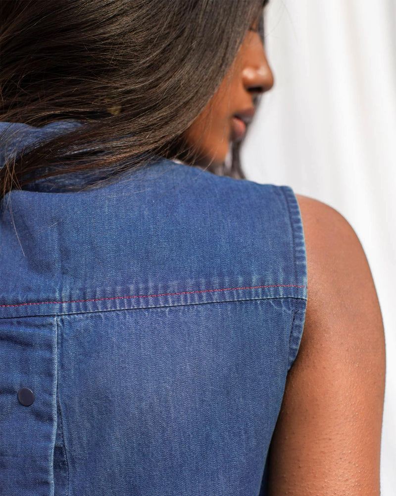 Sleeveless Zipper Top - Blue