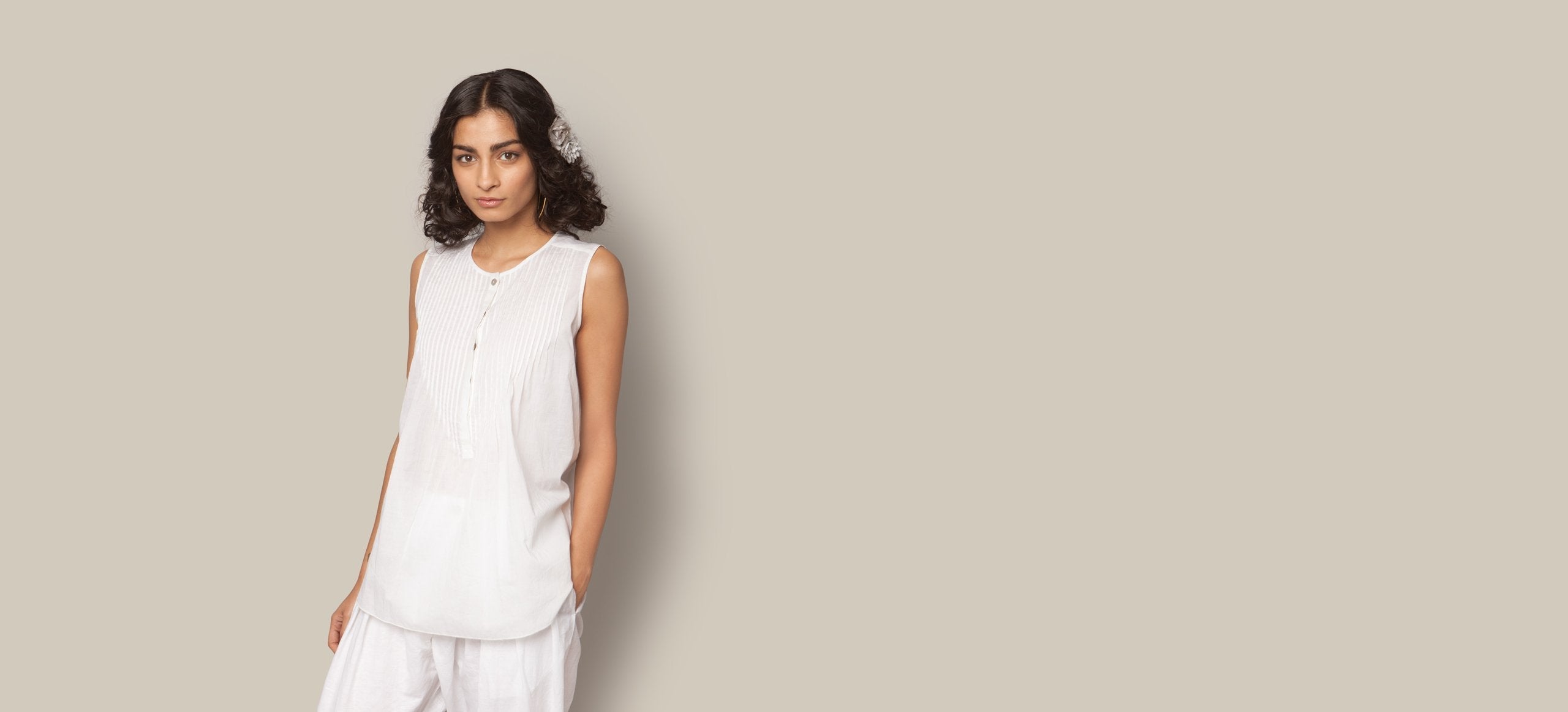 Sleeveless Top - White
