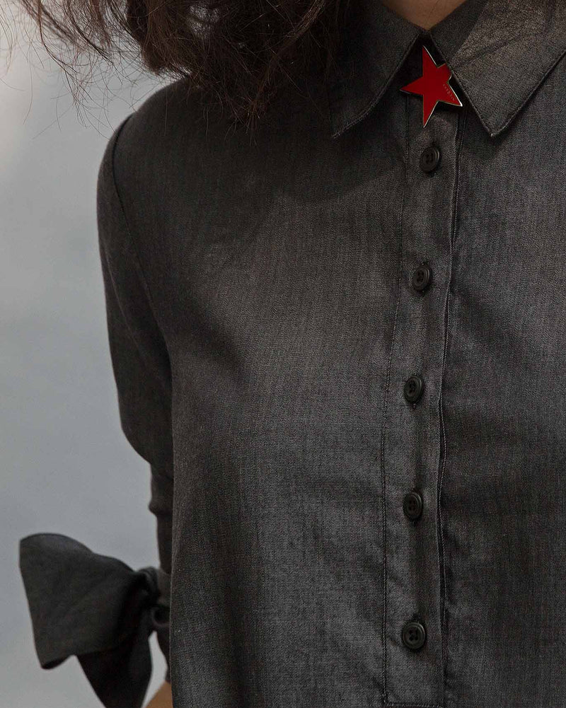 Bow Tie Shift Dress - Charcoal