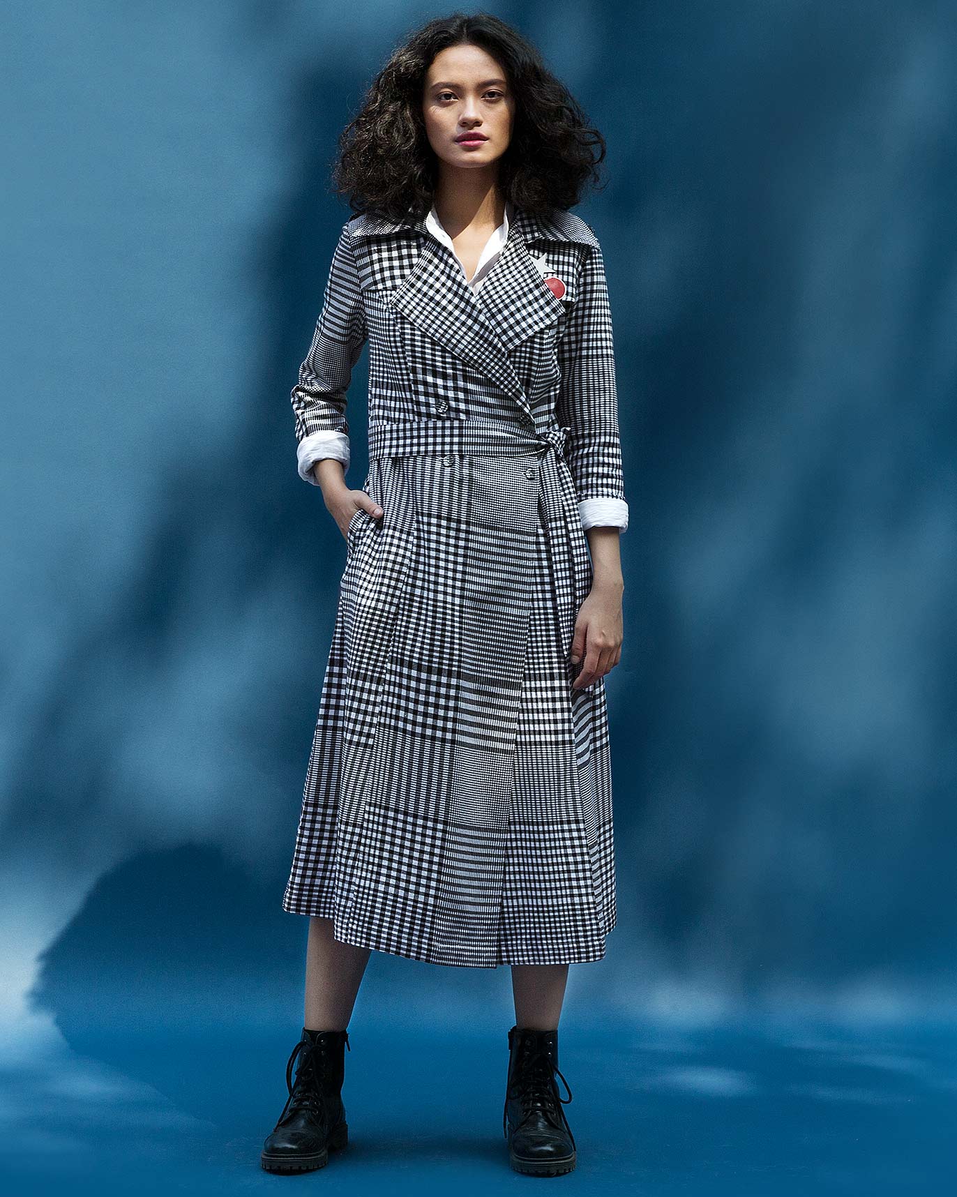 Checkered Trench Coat