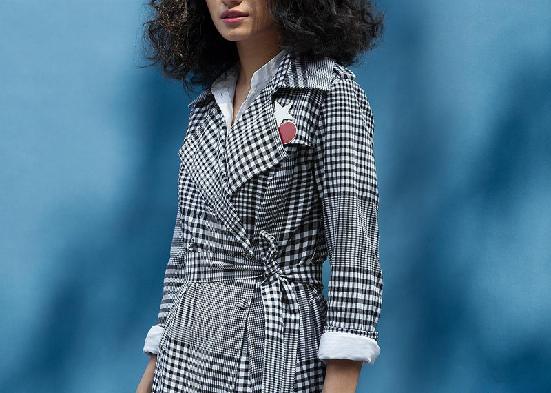 Checkered Trench Coat