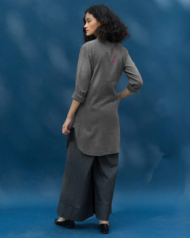 Classic Mid Length Kurta - Charcoal