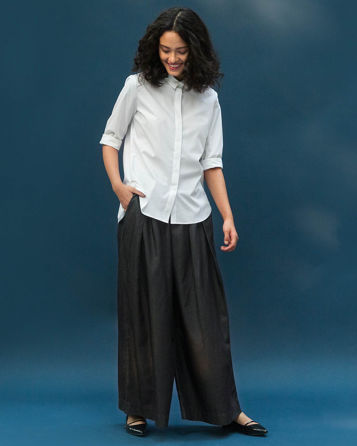Deep Pleat Front Bottom - Charcoal