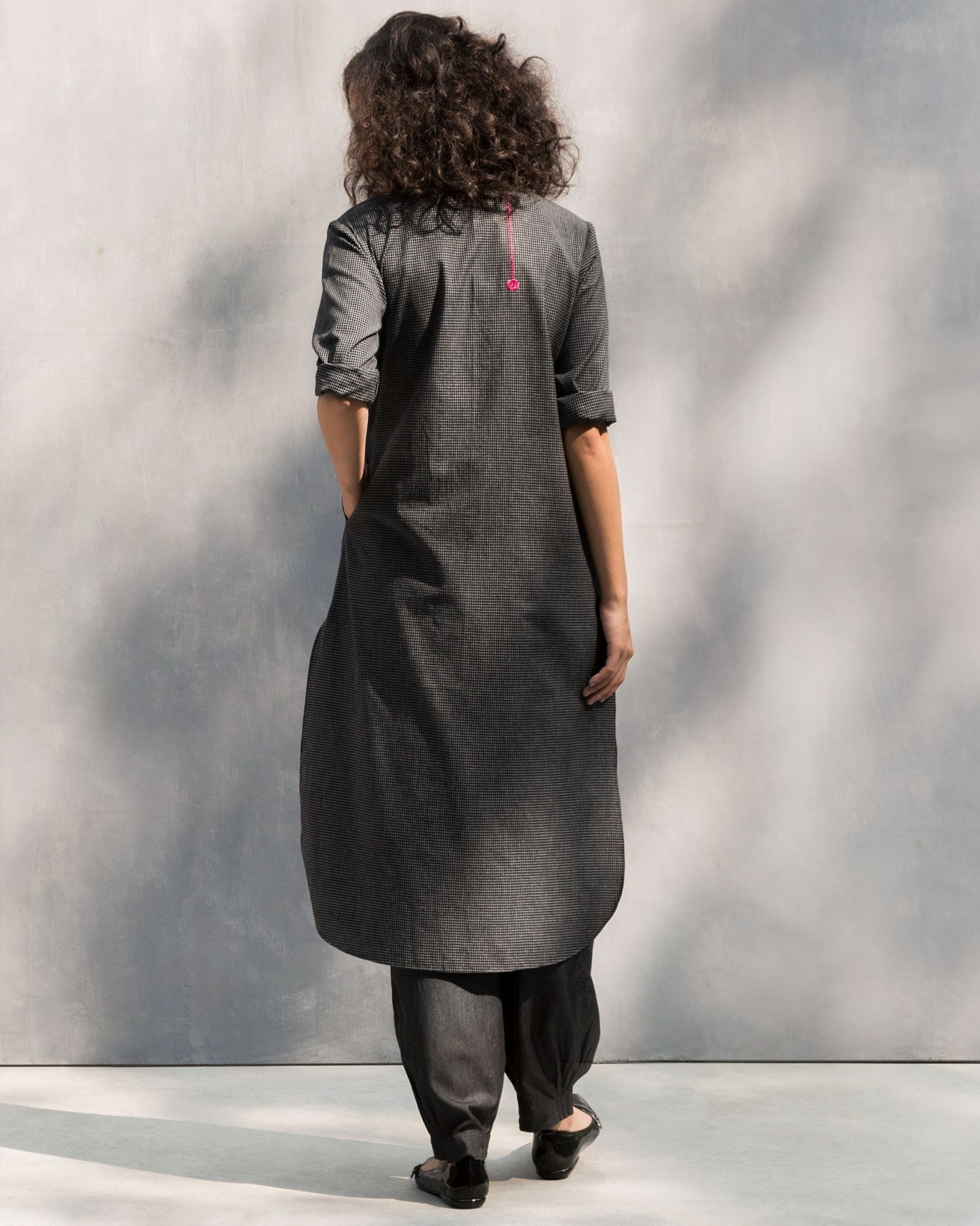 Long Length Kurta - Black & White