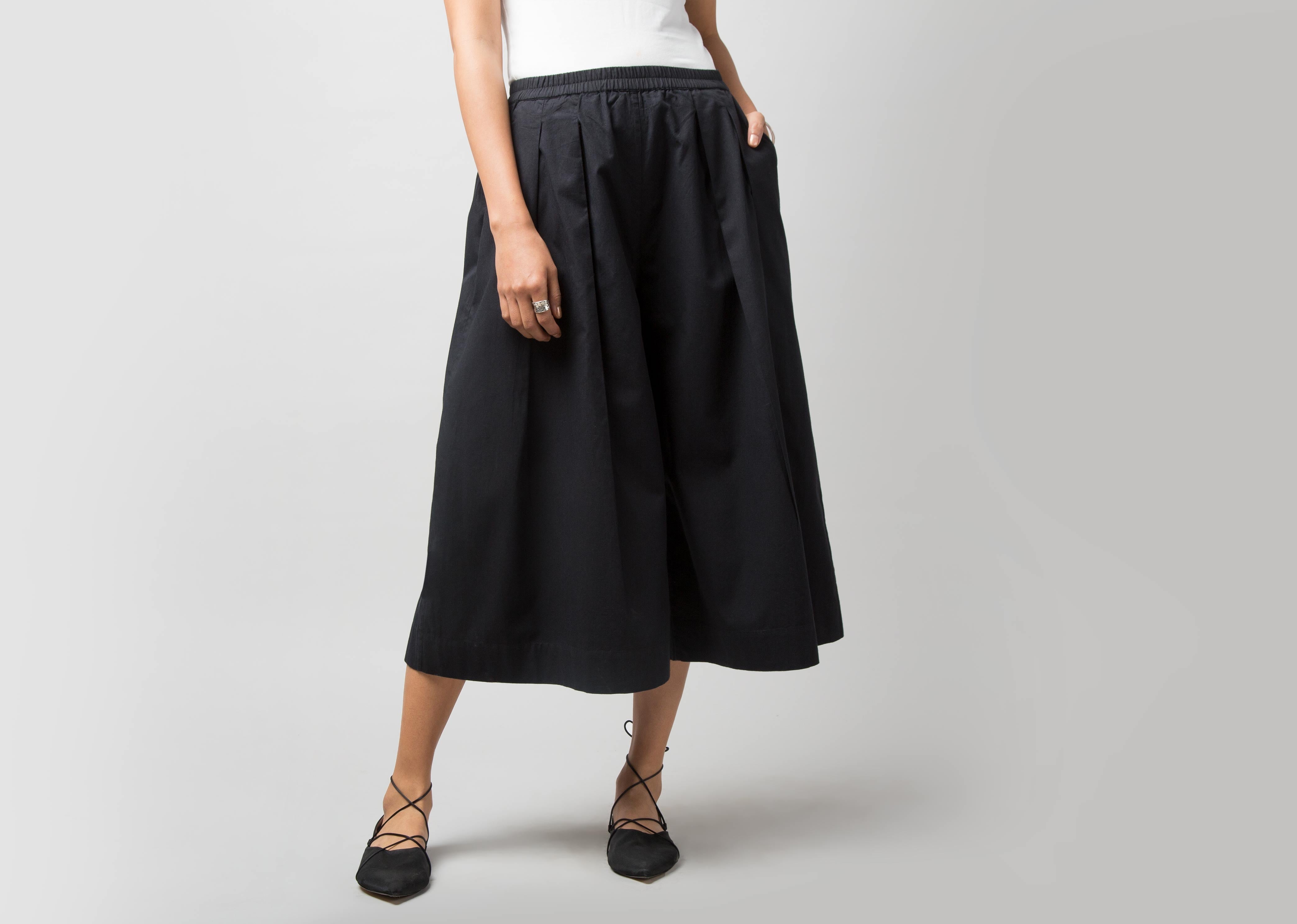 Double Pleat Culotte - Black