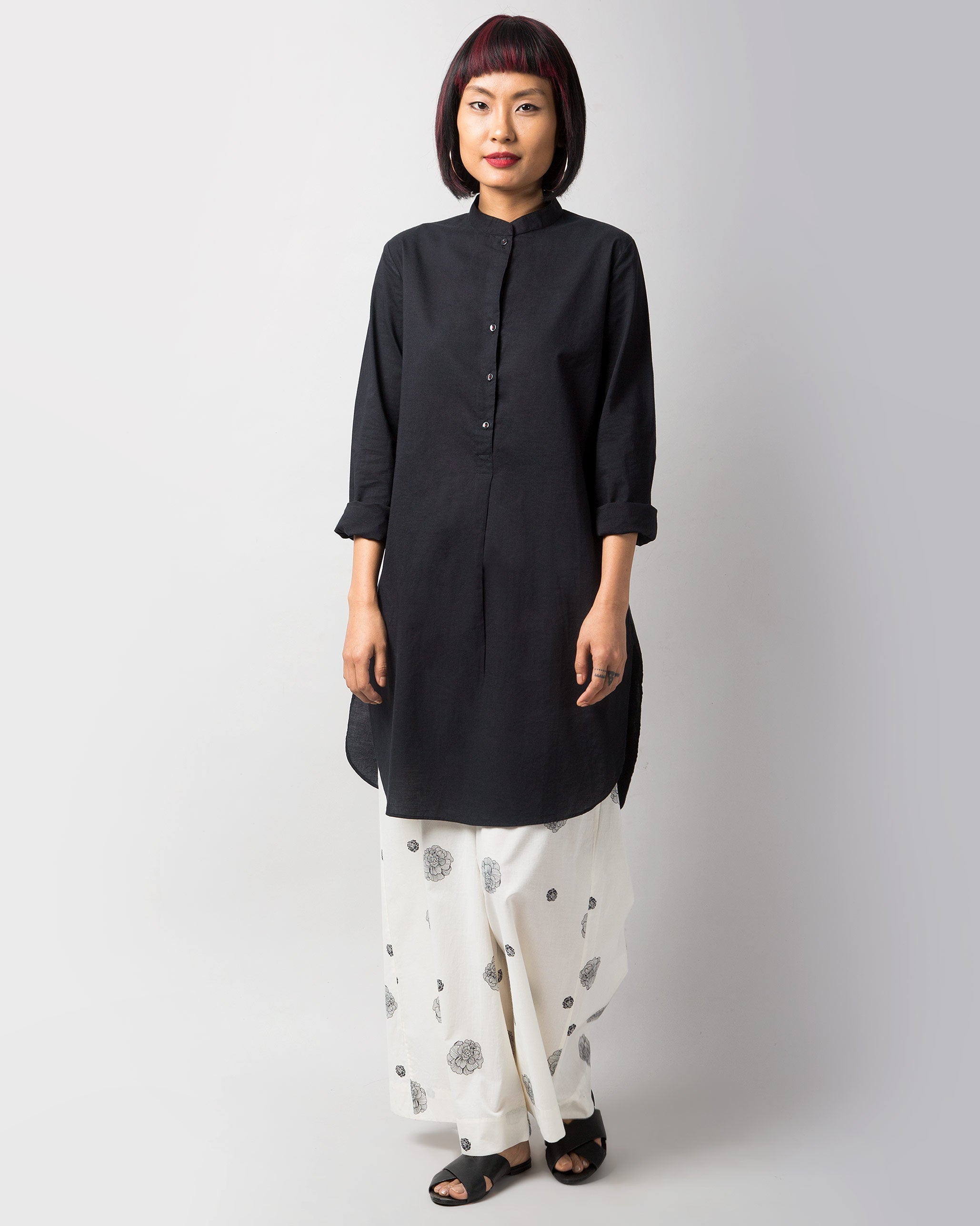 Classic Mid-Length Kurta - Black