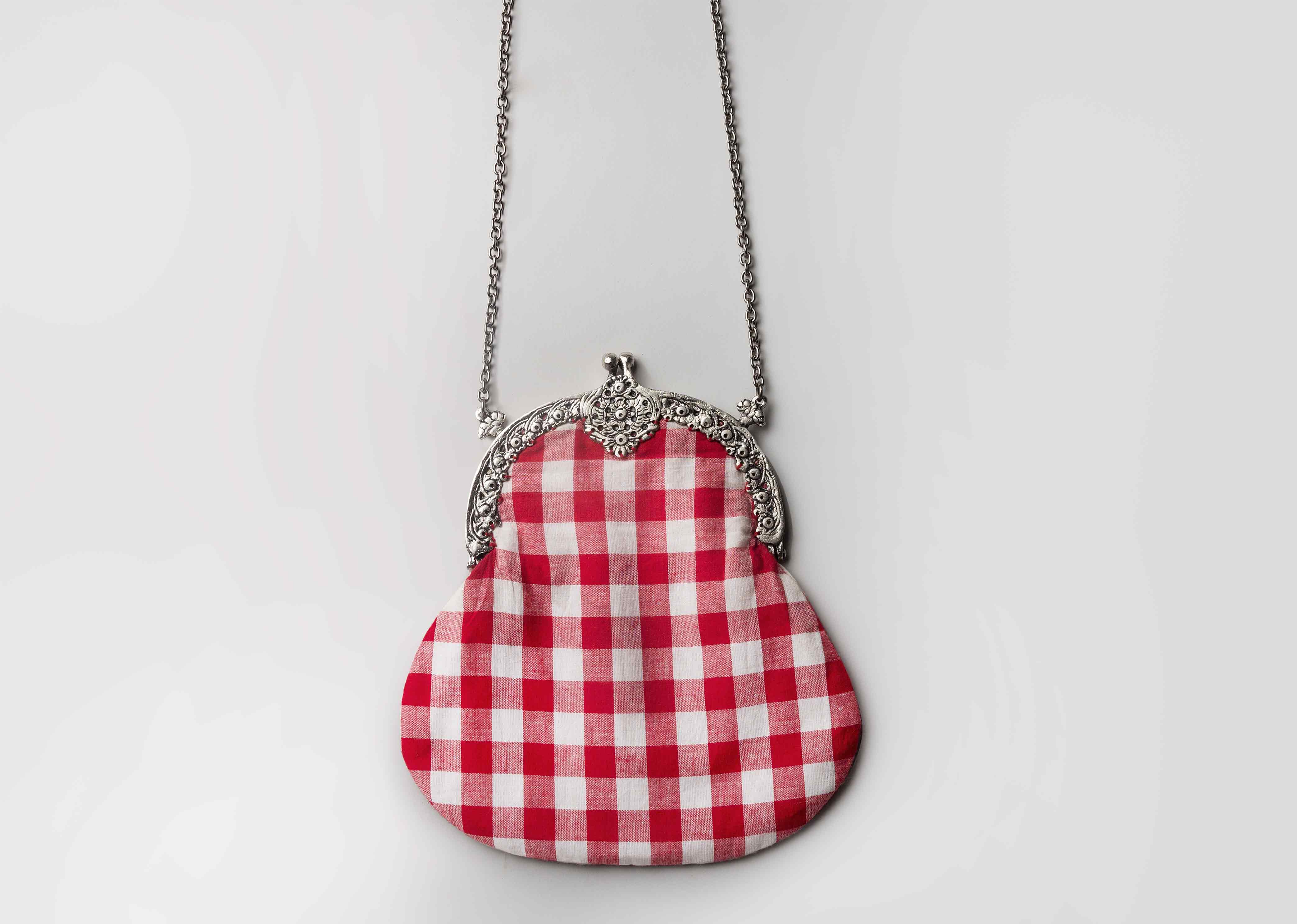 Gingham Red Clutch