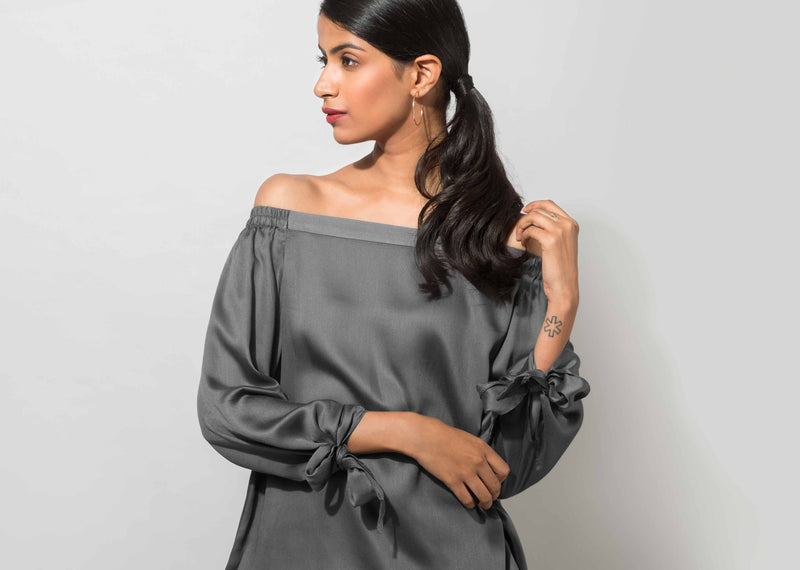 Cinched Top - Charcoal
