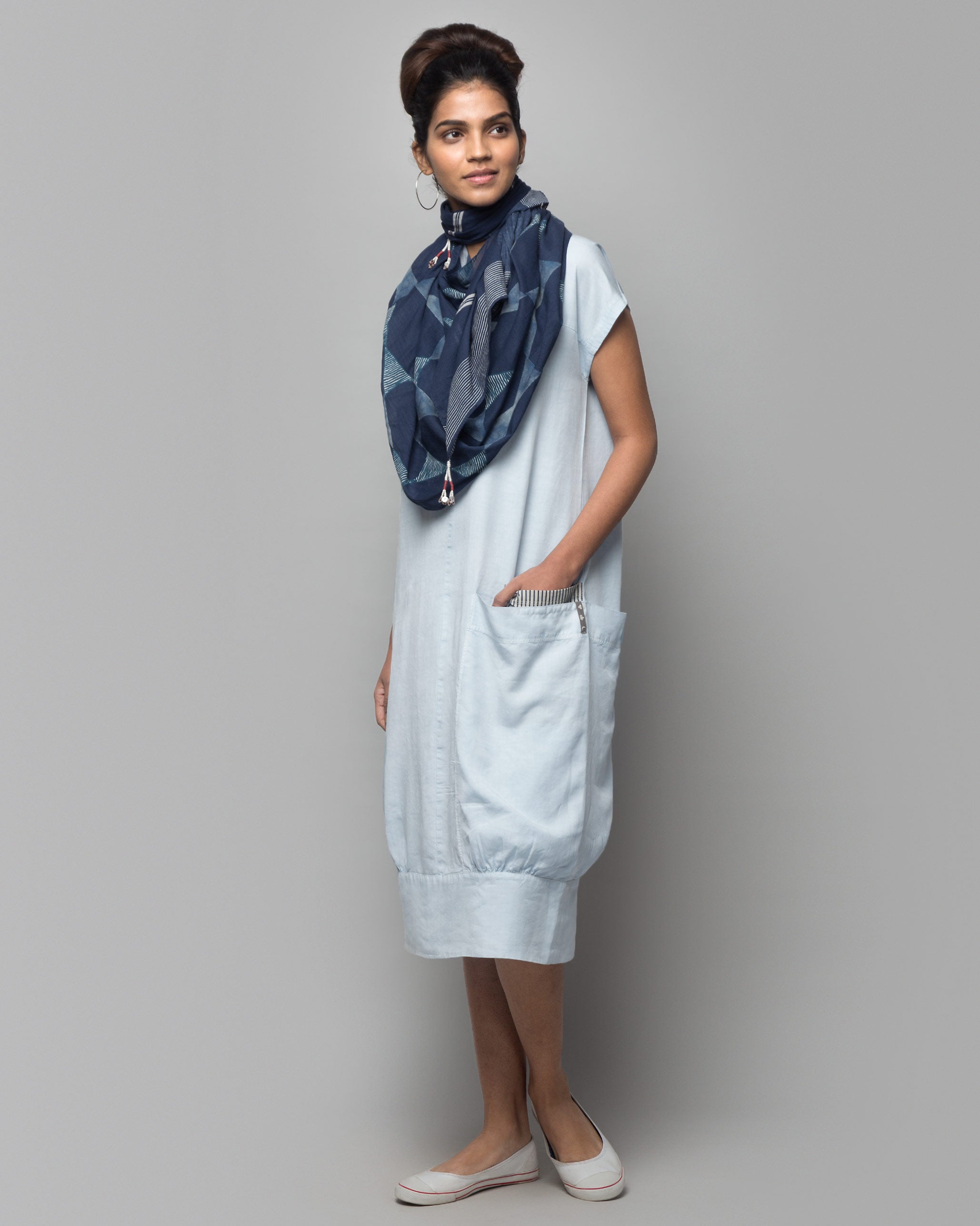 Geometric Indigo Scarf
