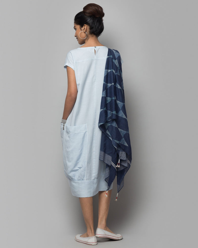 Geometric Indigo Scarf