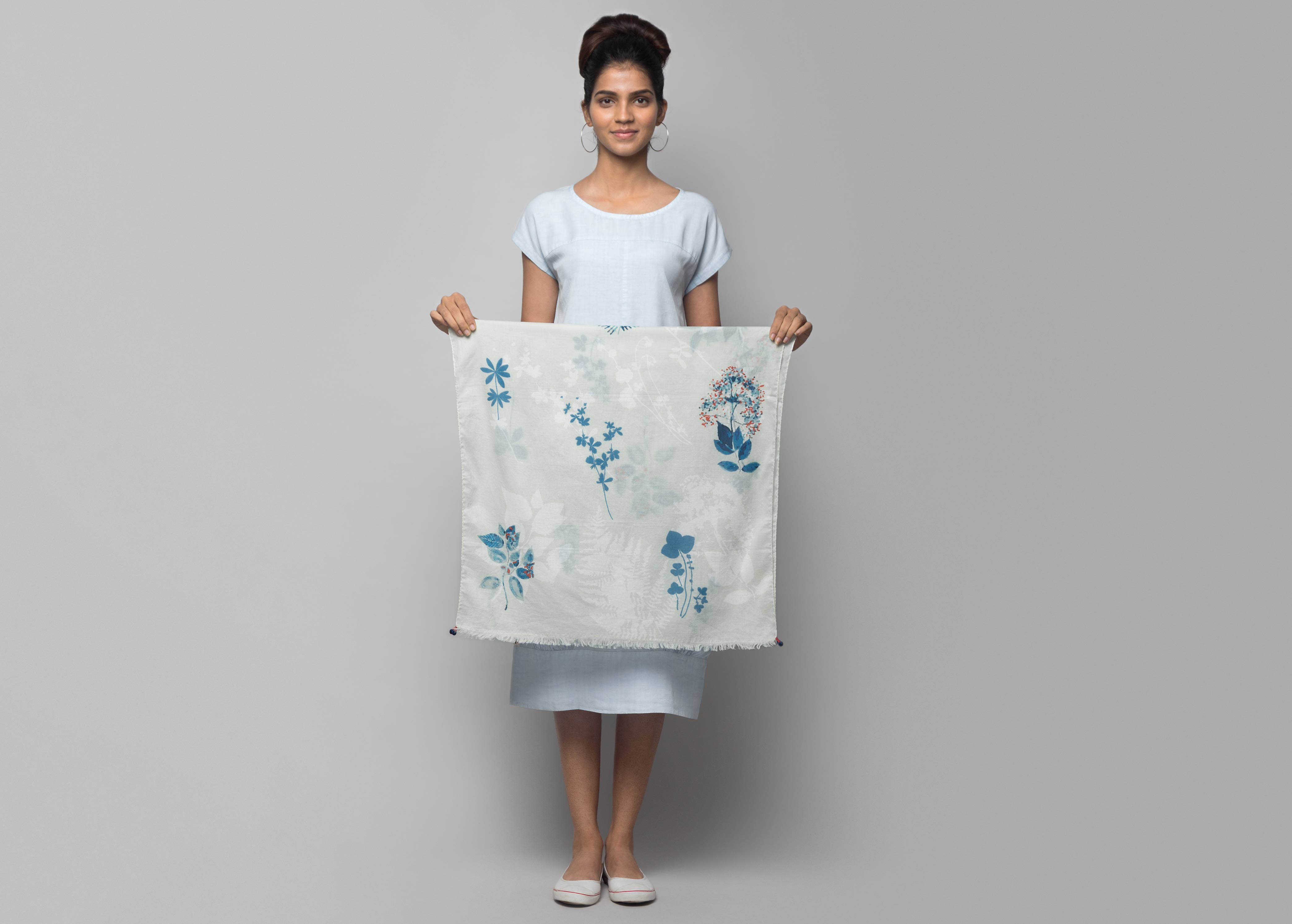Indigo Botanical Scarf