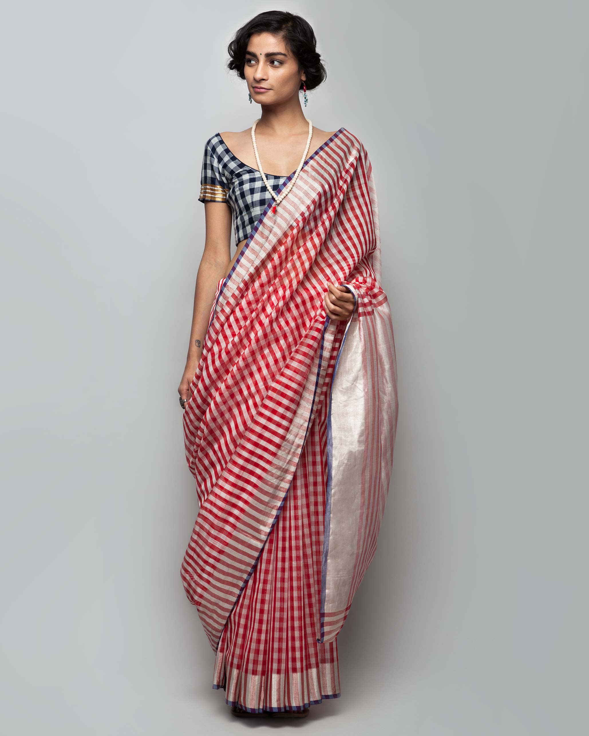 Aka Chanderi Sari