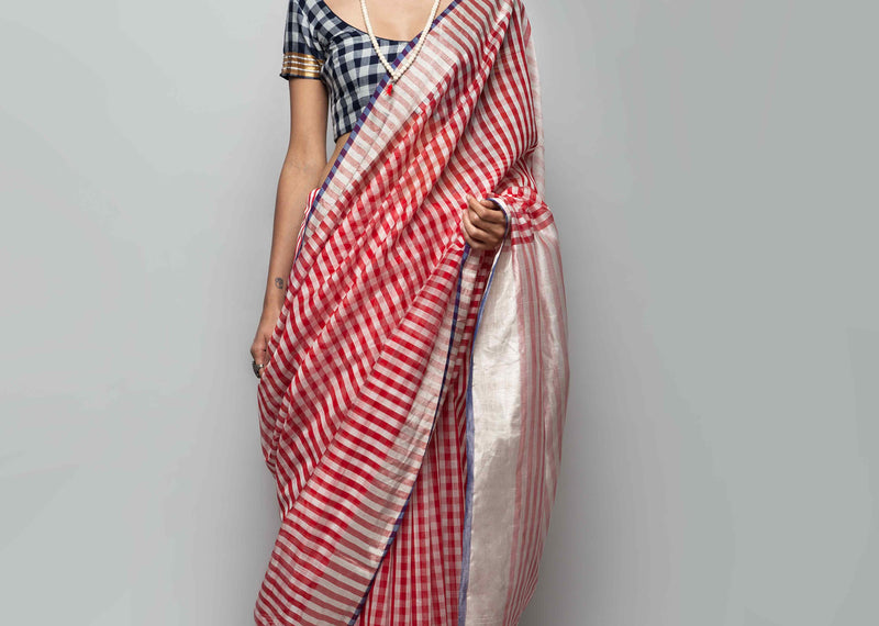 Aka Chanderi Sari