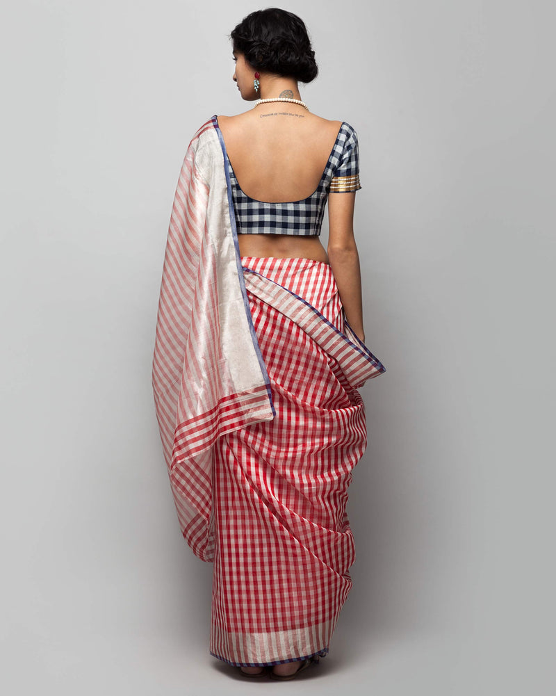 Aka Chanderi Sari
