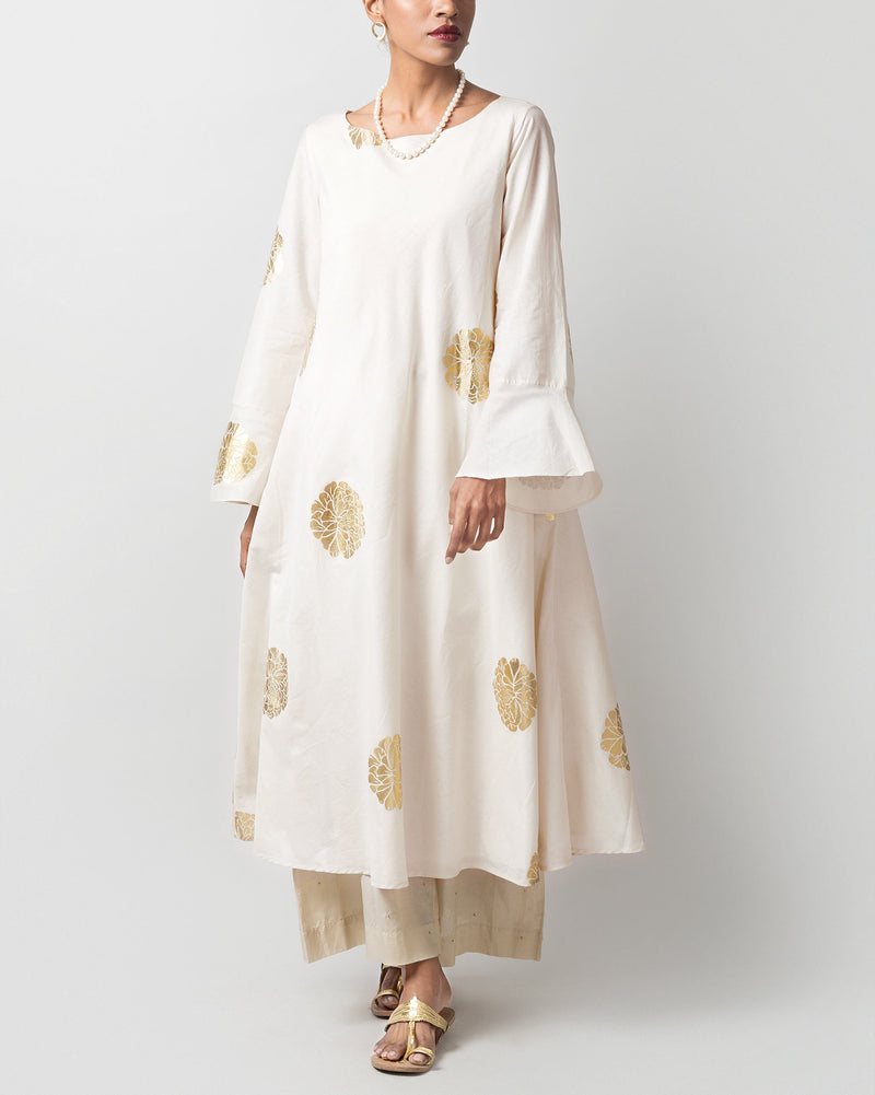 Boat Neck Kurta - Ivory