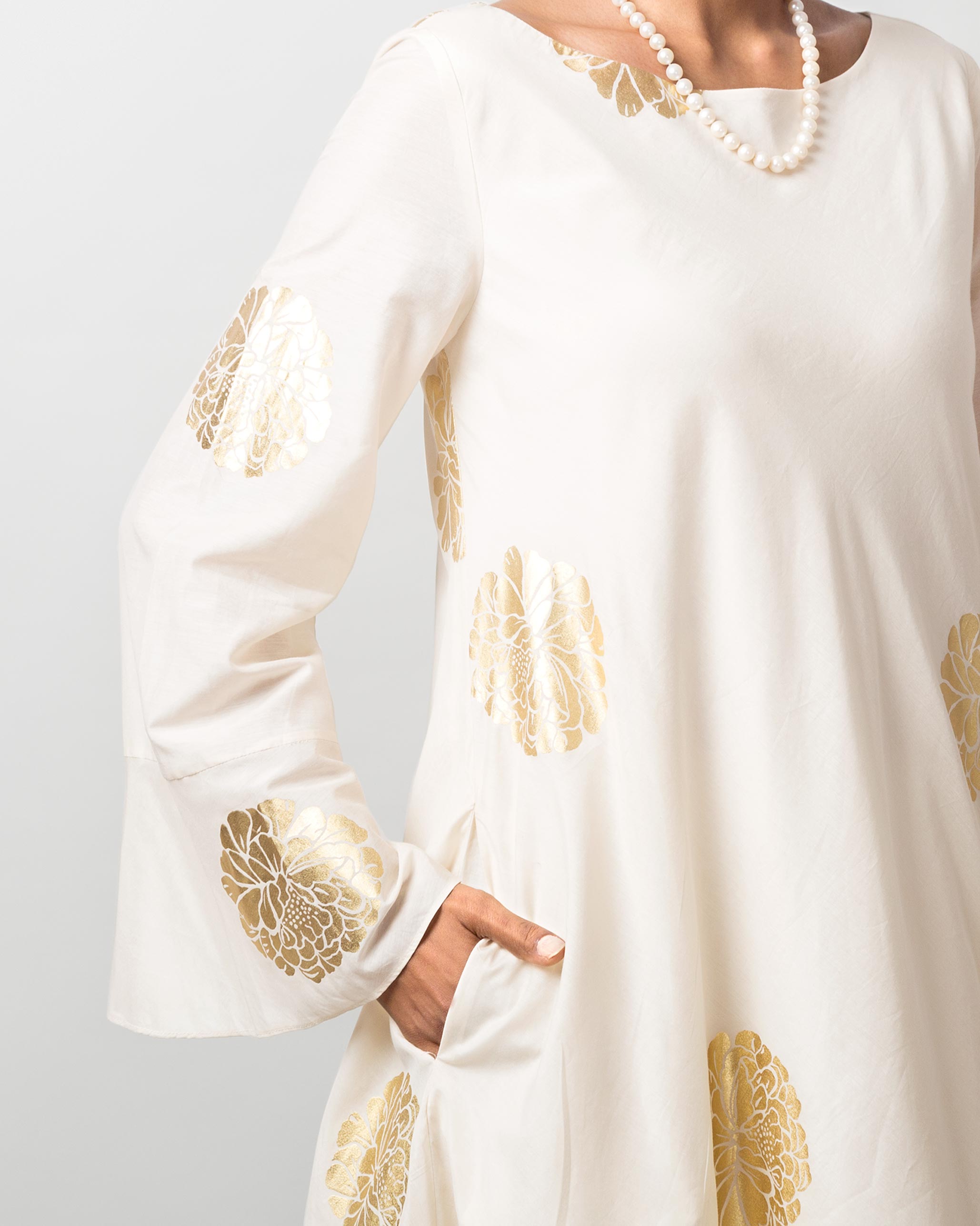 Boat Neck Kurta - Ivory