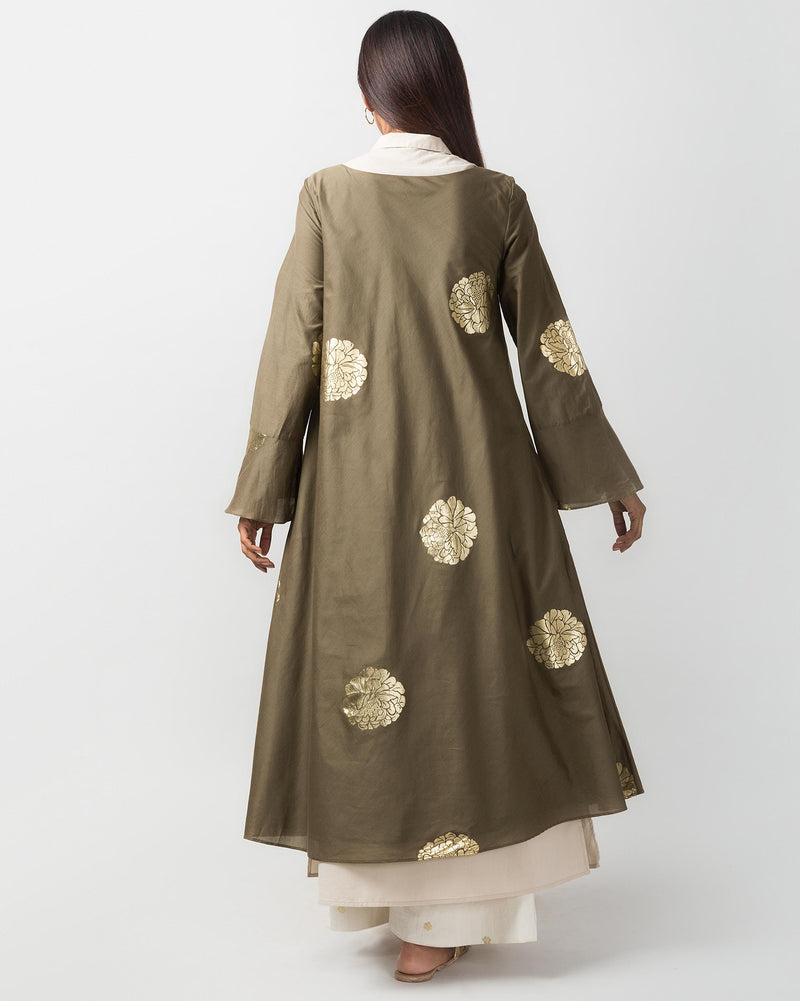 Boat Neck Kurta - Olive