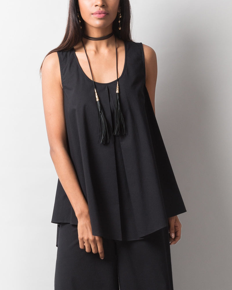 Front Pleat Top - Black
