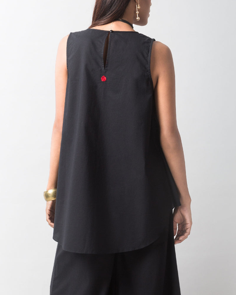 Front Pleat Top - Black