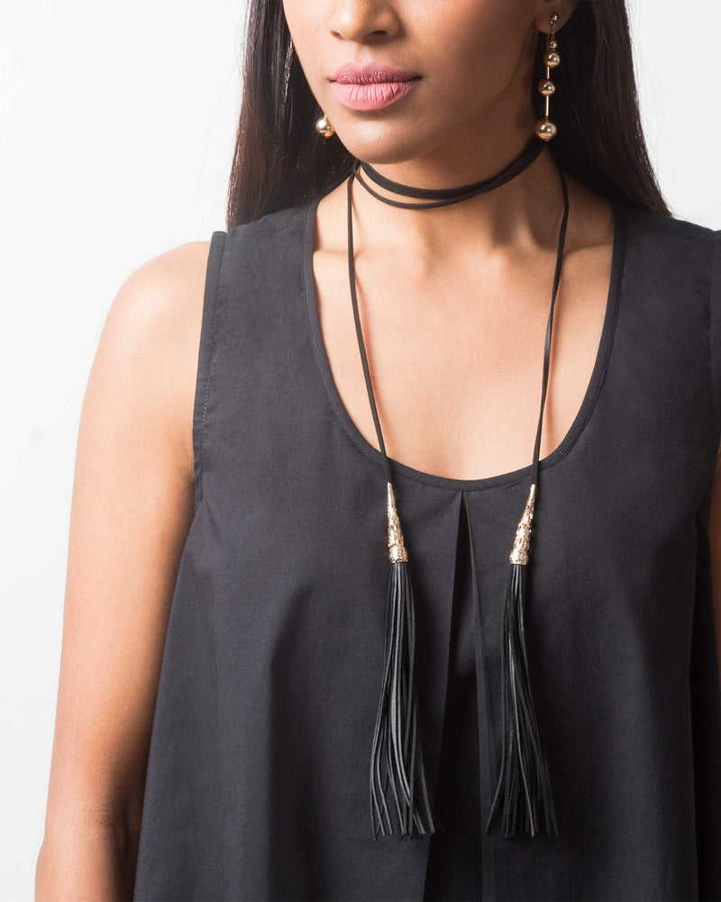 Front Pleat Top - Black
