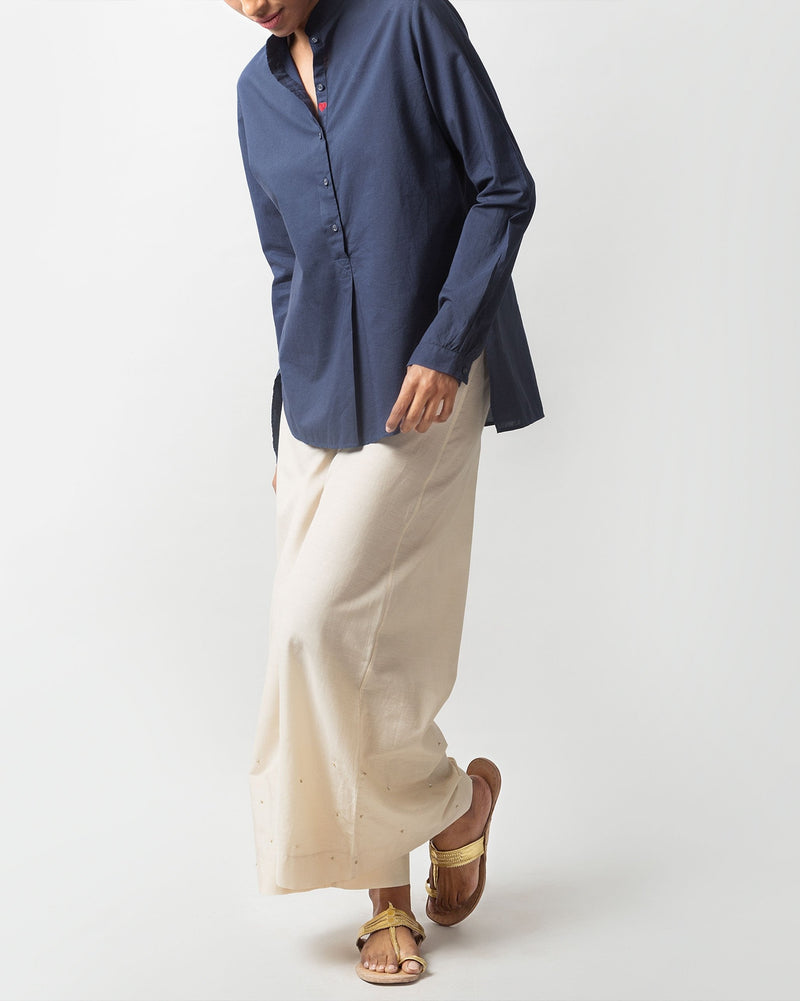 Mandarin Collar Top - Blue