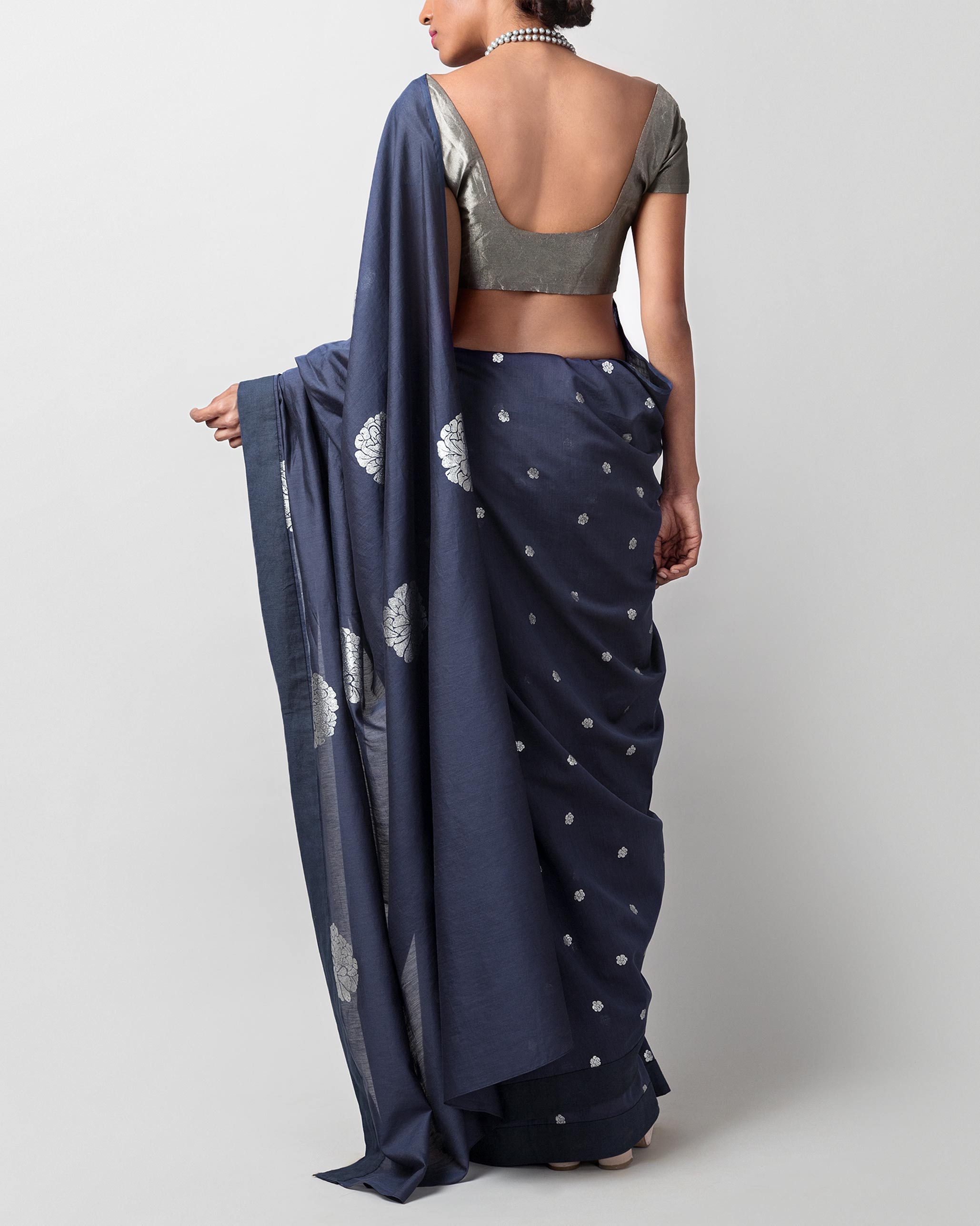 Autumn Bloom Sari - Blue
