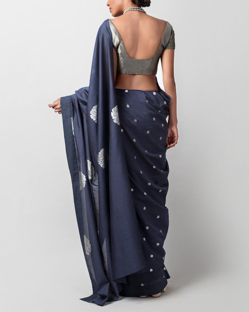Autumn Bloom Sari - Blue