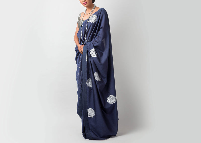 Autumn Bloom Sari - Blue