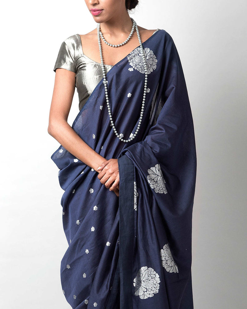 Autumn Bloom Sari - Blue