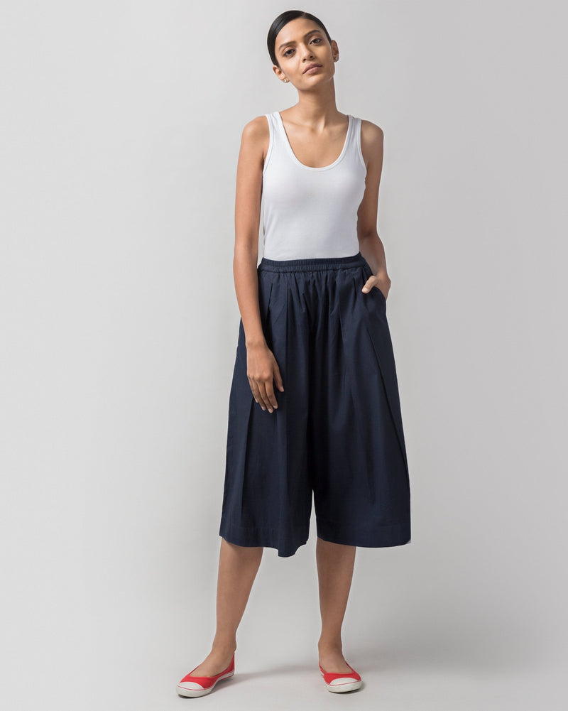 Front Pleat Pants - Blue