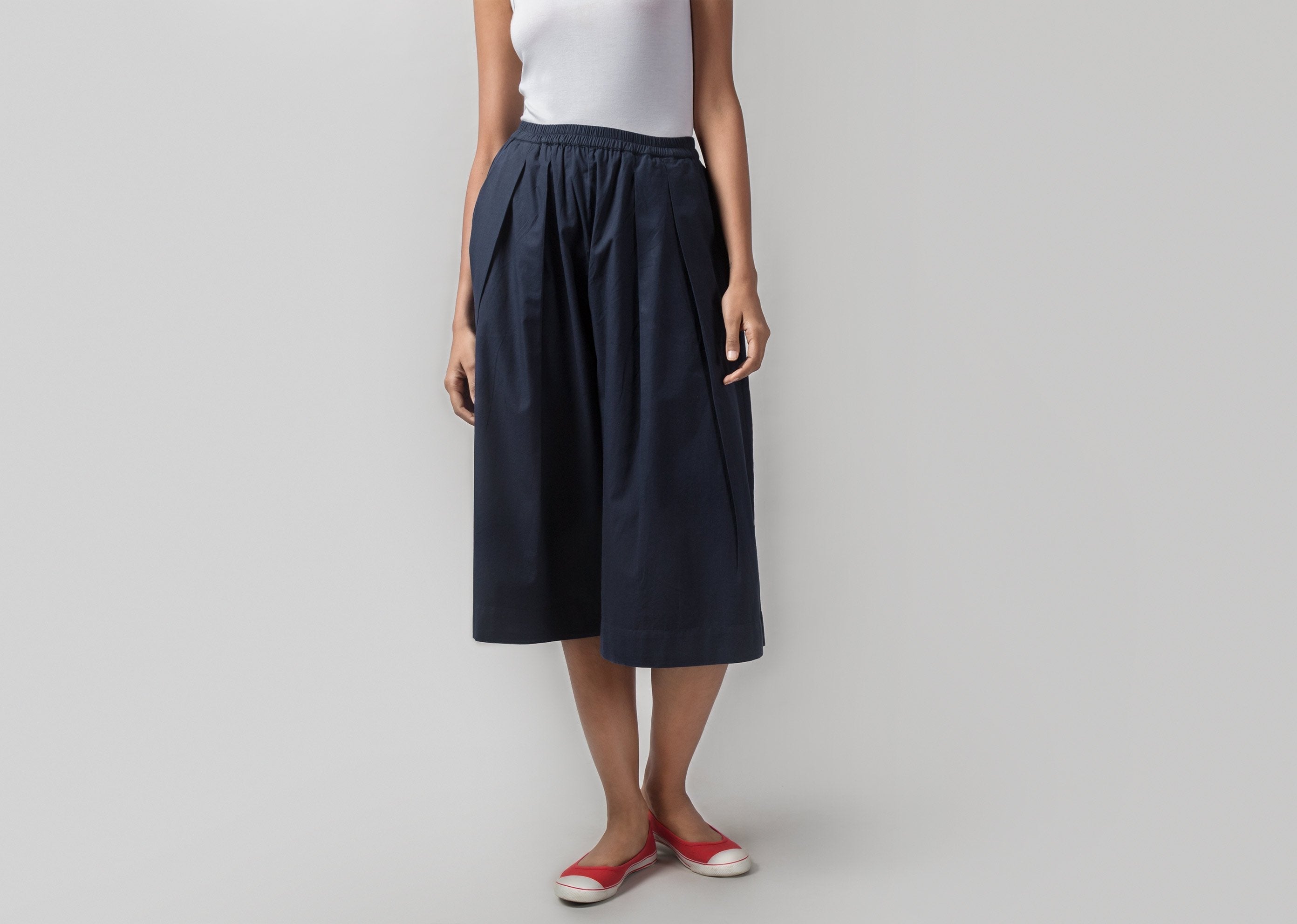 Front Pleat Pants - Blue