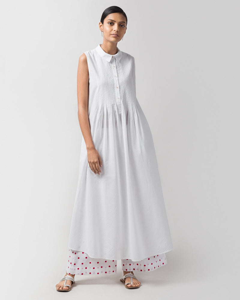 Basic Long Kurta - White