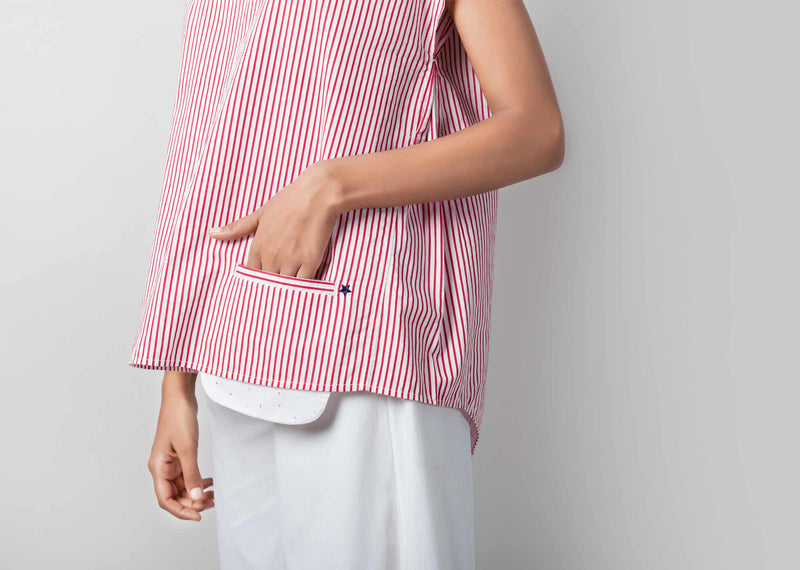 Girls Night Out Stripe Top - Red