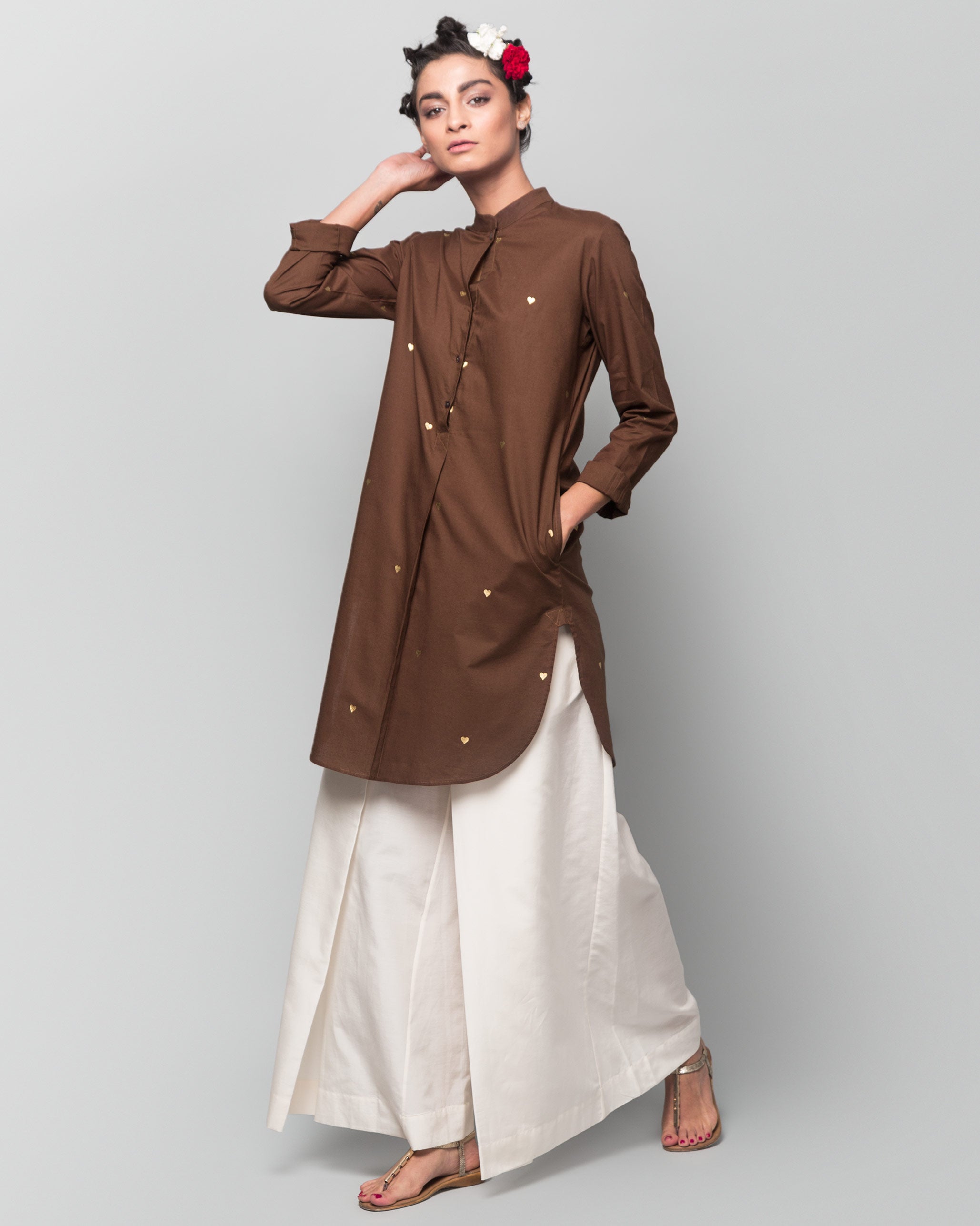 Classic Mid-length Kurta - Brown