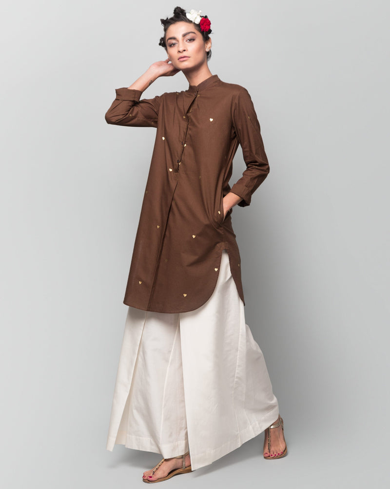 Classic Mid-length Kurta - Brown